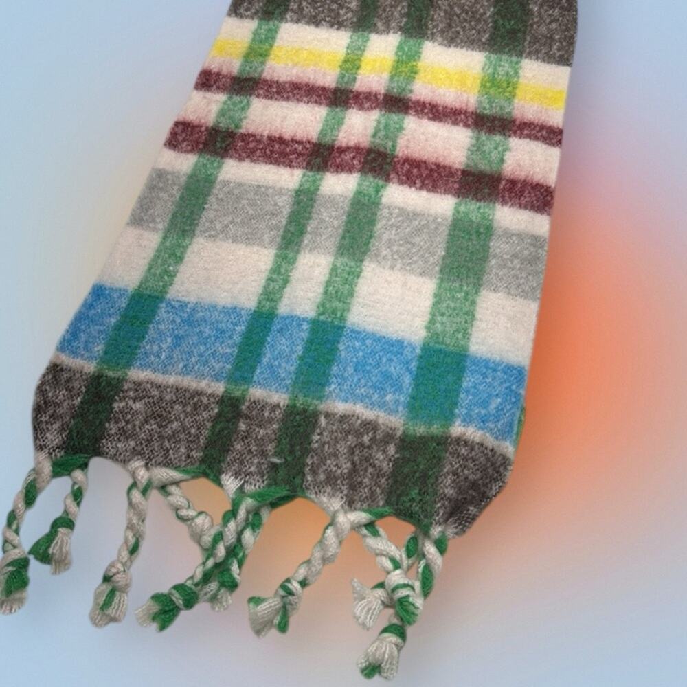 Colorful Plaid Scarf with Fringe